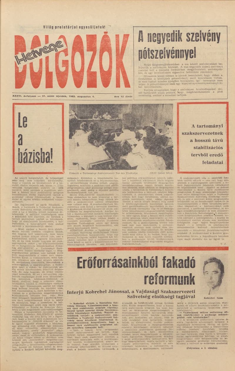 Dolgozók, 37. évf. 1983. augusztus 4. 31. sz.