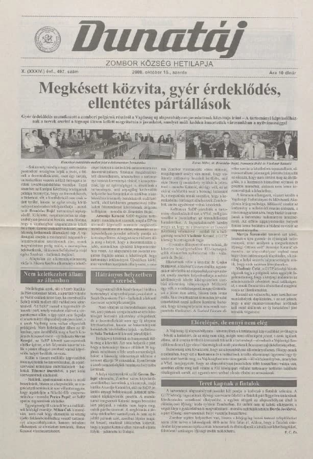 Dunatáj, 10. évf. 2008. október 15. 497. sz.