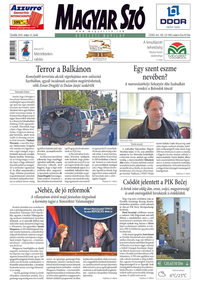 Magyar Szó, 72. évf. 2015. május 12. 20. sz. 1–20. oldal