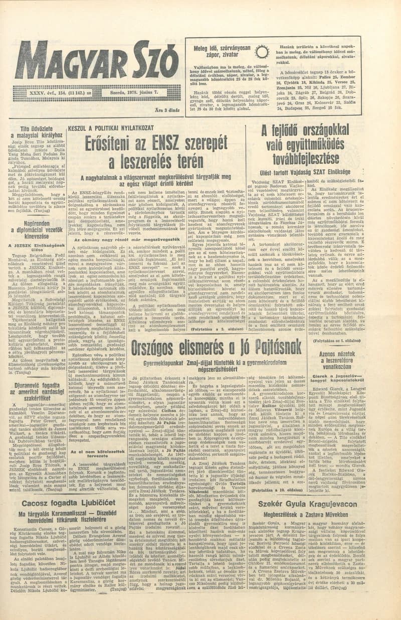 Magyar Szó, 35. évf. 1978. június 7. 154. sz. 1–24. oldal