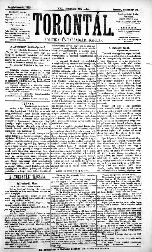 Torontál, 22. évf. 1893. december 30. 298. sz.