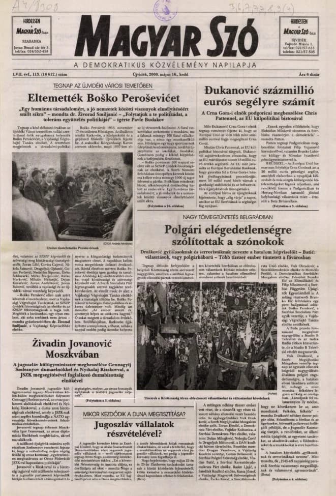 Magyar Szó, 57. évf. 2000. május 16. 113. sz. 1–16. oldal
