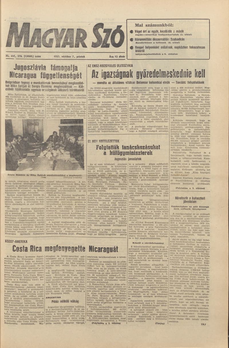 Magyar Szó, 40. évf. 1983. október 7. 276. sz.