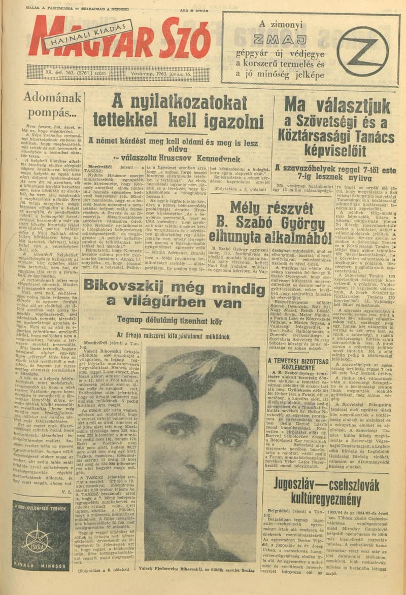 Magyar Szó, 20. évf. 1963. június 16. 163. sz. 1–24. oldal