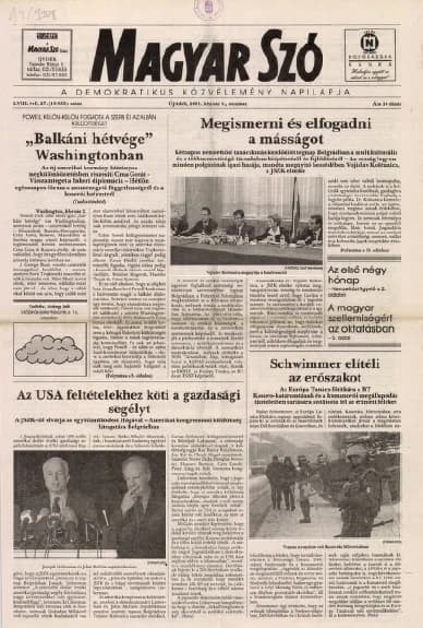 Magyar Szó, 58. évf. 2001. február 3. 27. sz. 1–16. oldal