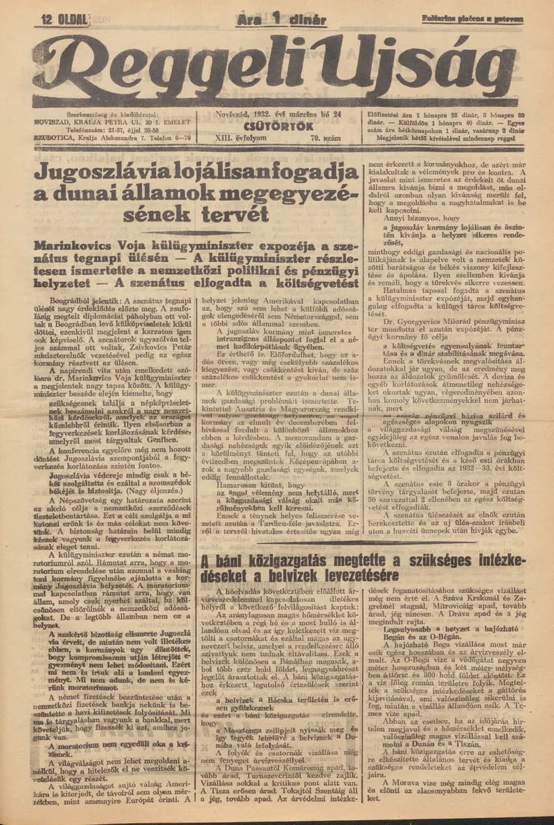 Reggeli Újság, 13. évf. 1932. március 24. 70. sz.