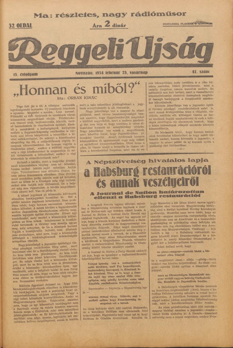 Reggeli Újság, 15. évf. 1934. február 25. 47. sz.