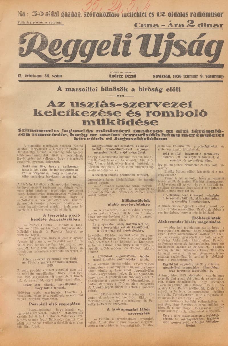 Reggeli Újság, 17. évf. 1936. február 9. 34. sz.