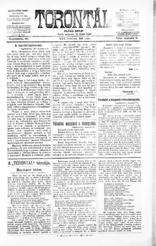 Torontál, 30. évf. 1901. szeptember 13. 209. sz.