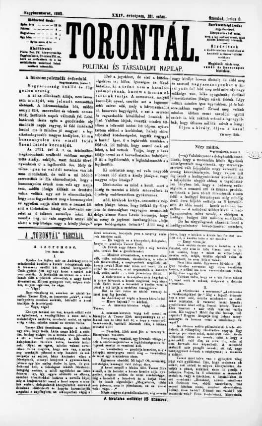Torontál, 24. évf. 1895. június 8. 131. sz.