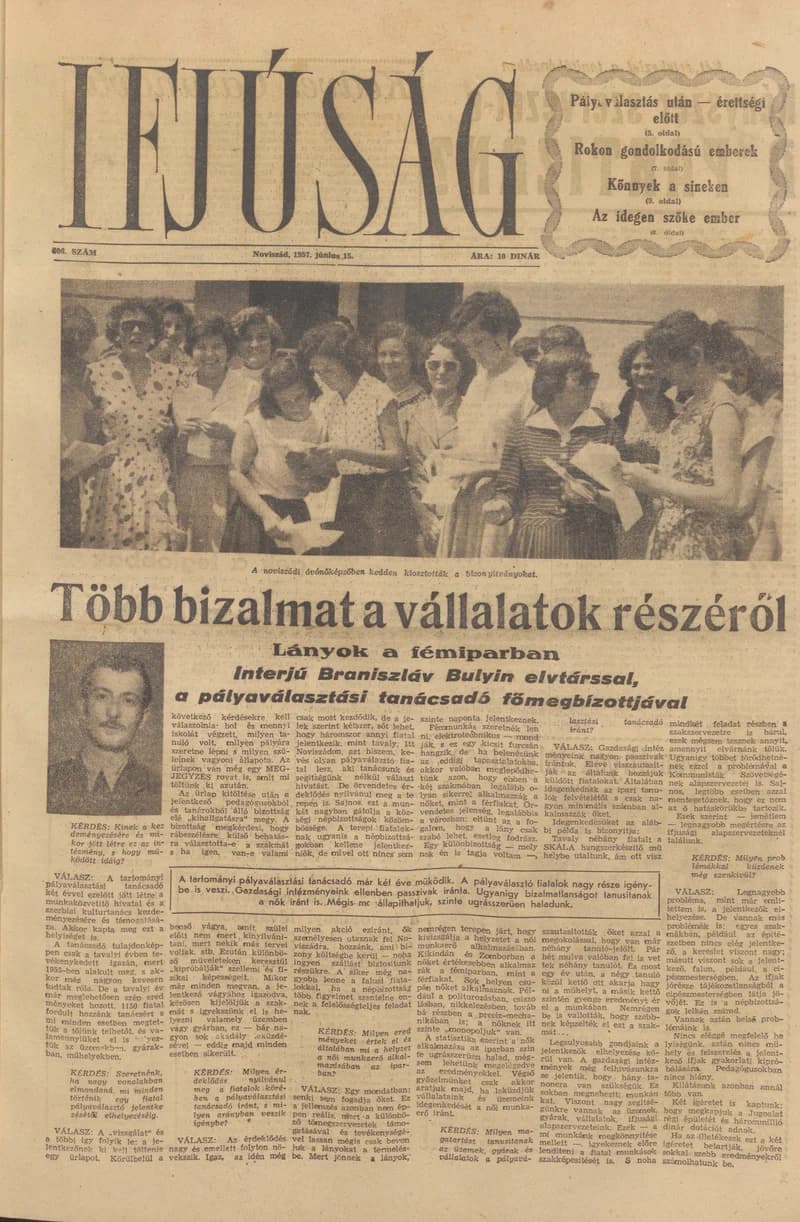 Ifjúság, 13. évf. 1957. június 15. 606. sz.