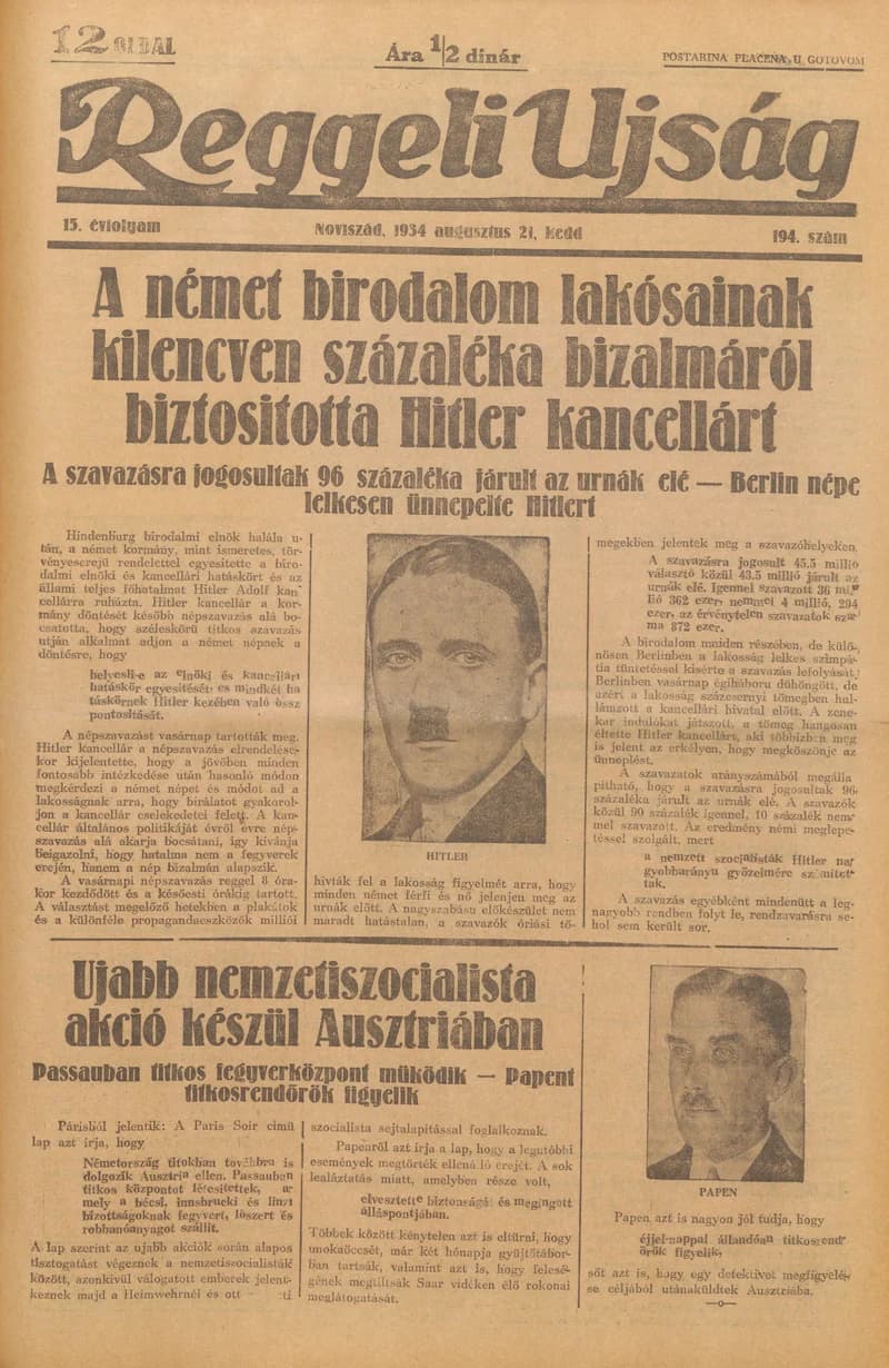 Reggeli Újság, 15. évf. 1934. augusztus 21. 194. sz.
