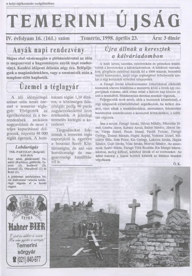 Temerini Újság, 4. évf. 1998. április 23. 16. sz.