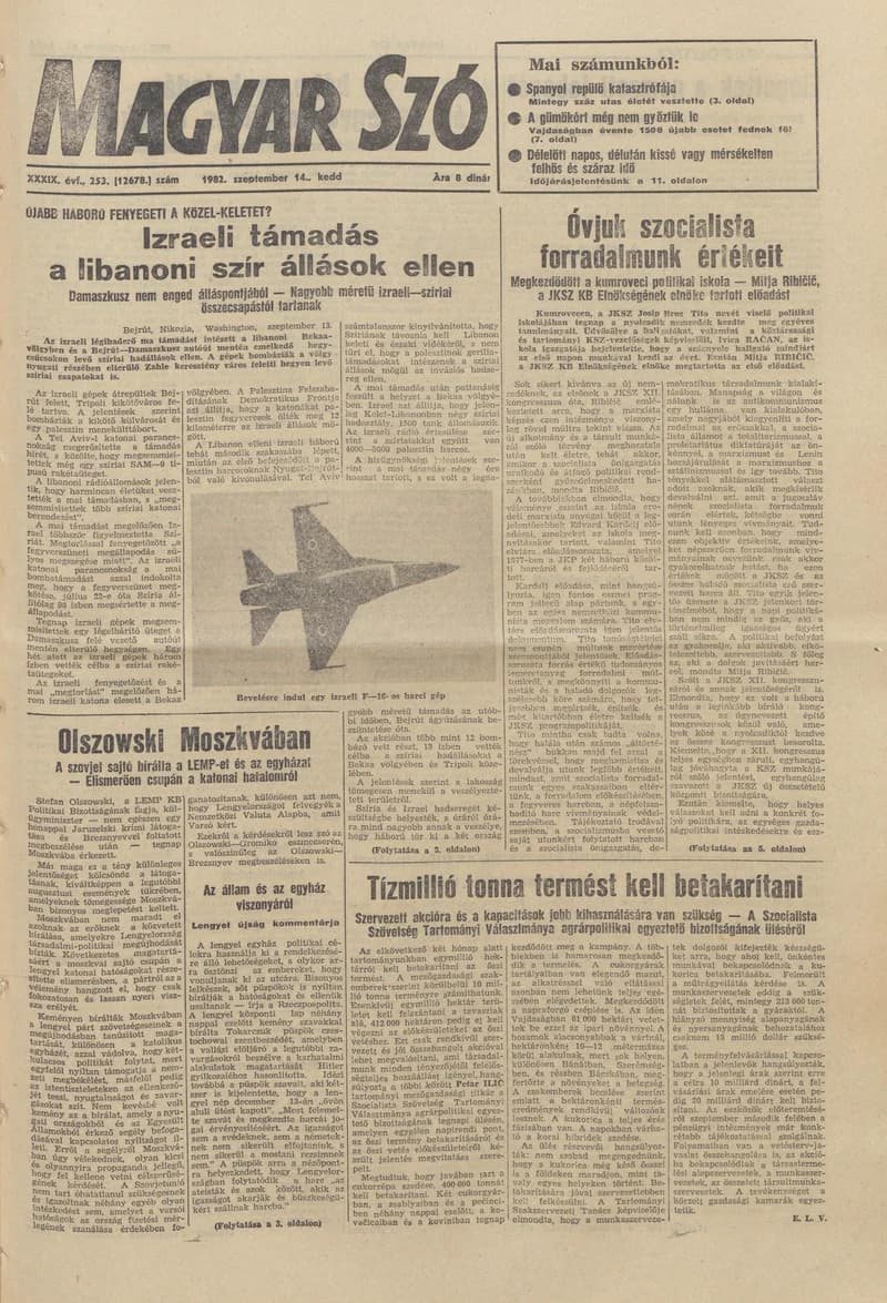 Magyar Szó, 39. évf. 1982. szeptember 14. 253. sz. 1–20. oldal