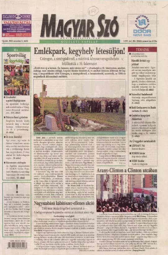 Magyar Szó, 66. évf. 2009. november 2. 256. sz. 1–16. oldal