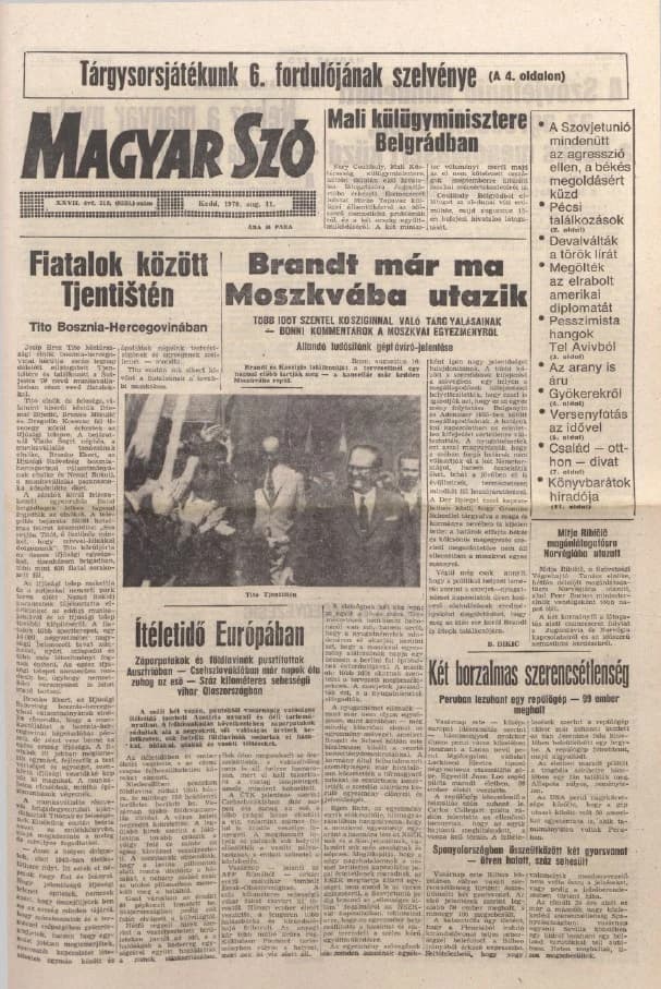 Magyar Szó, 27. évf. 1970. augusztus 11. 219. sz. 1–14. oldal