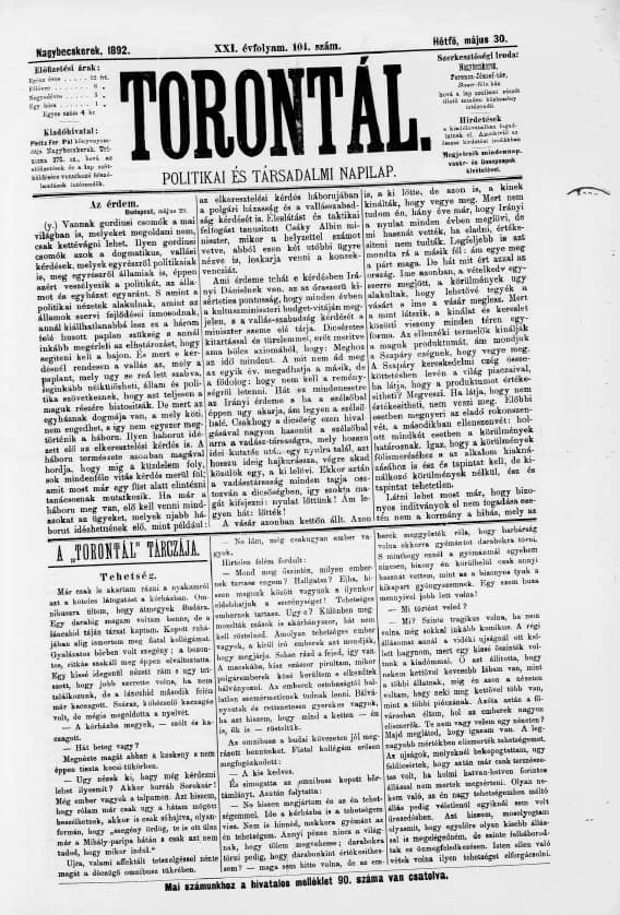 Torontál, 21. évf. 1892. május 30. 104. sz.