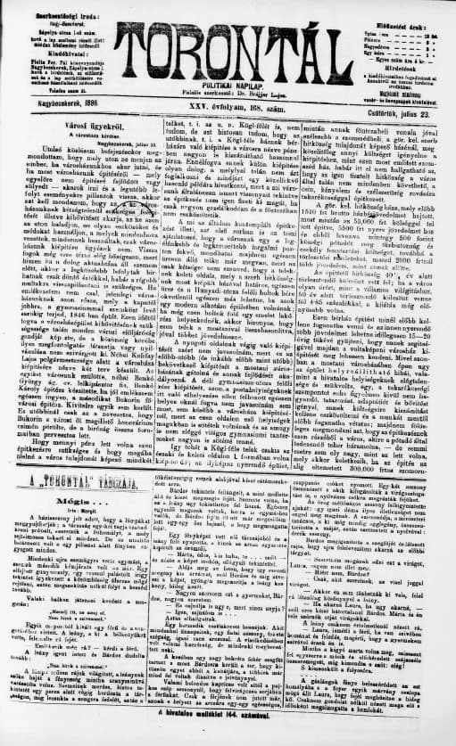 Torontál, 25. évf. 1896. július 23. 168. sz.