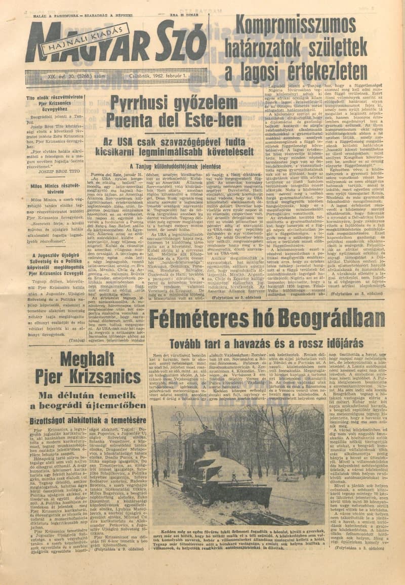 Magyar Szó, 19. évf. 1962. február 1. 30. sz. 1–12. oldal