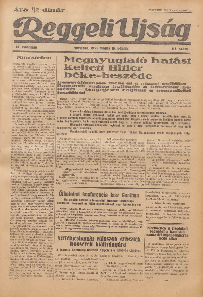 Reggeli Újság, 14. évf. 1933. május 19. 117. sz.