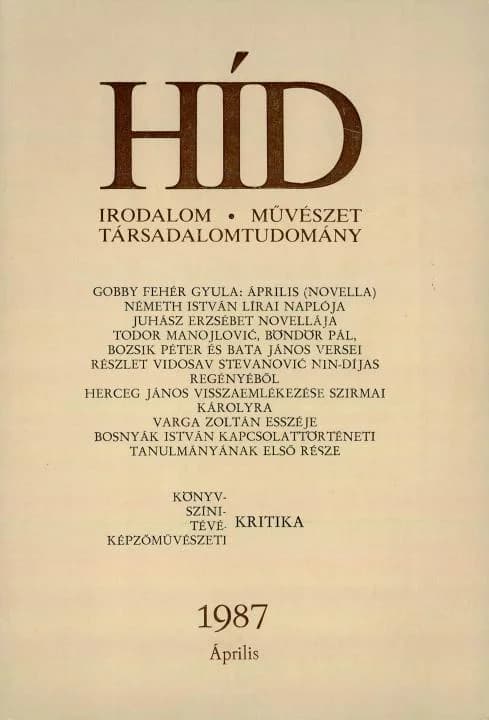 Híd, 51. évf. 1987. április. 4. sz. 437–572. oldal