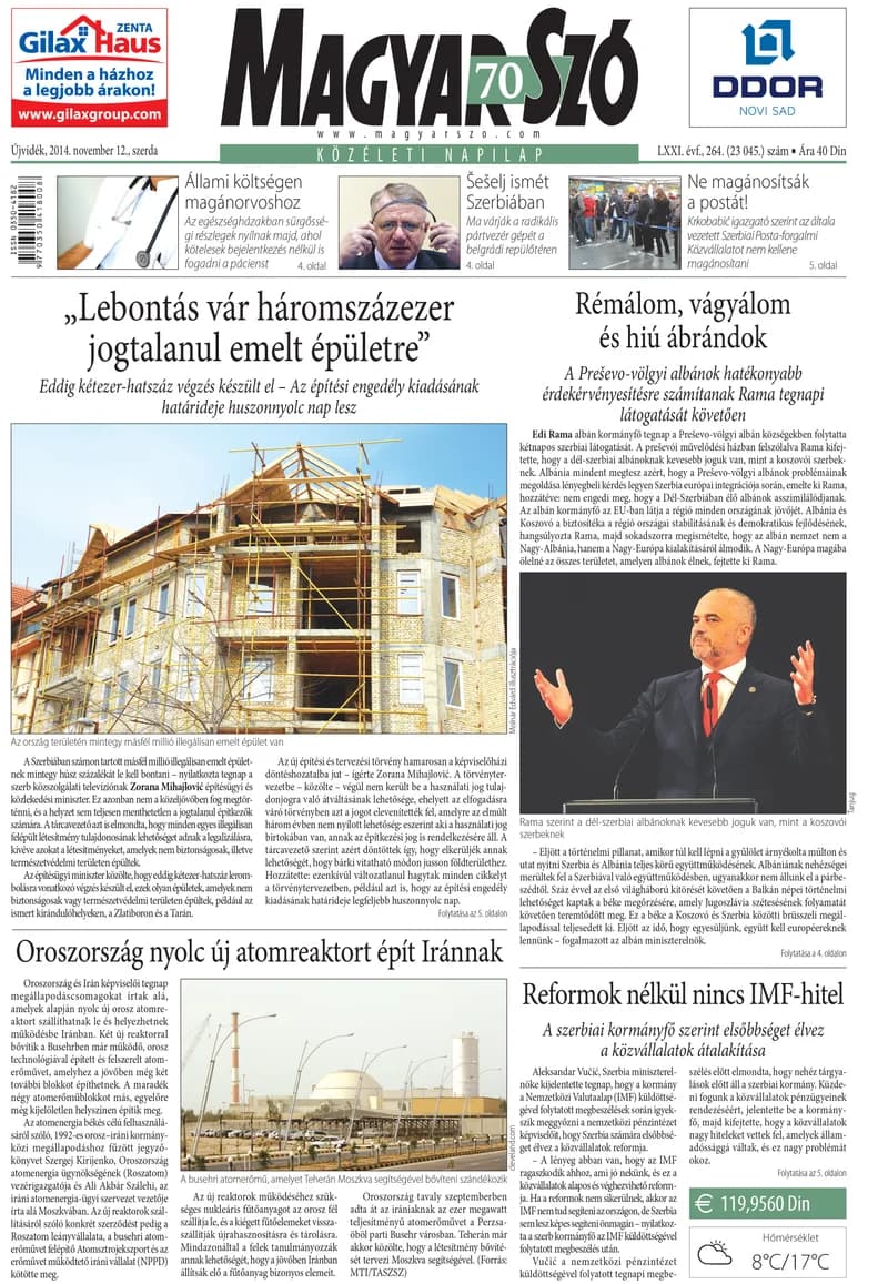 Magyar Szó, 71. évf. 2014. november 12. 264. sz. 1–16. oldal
