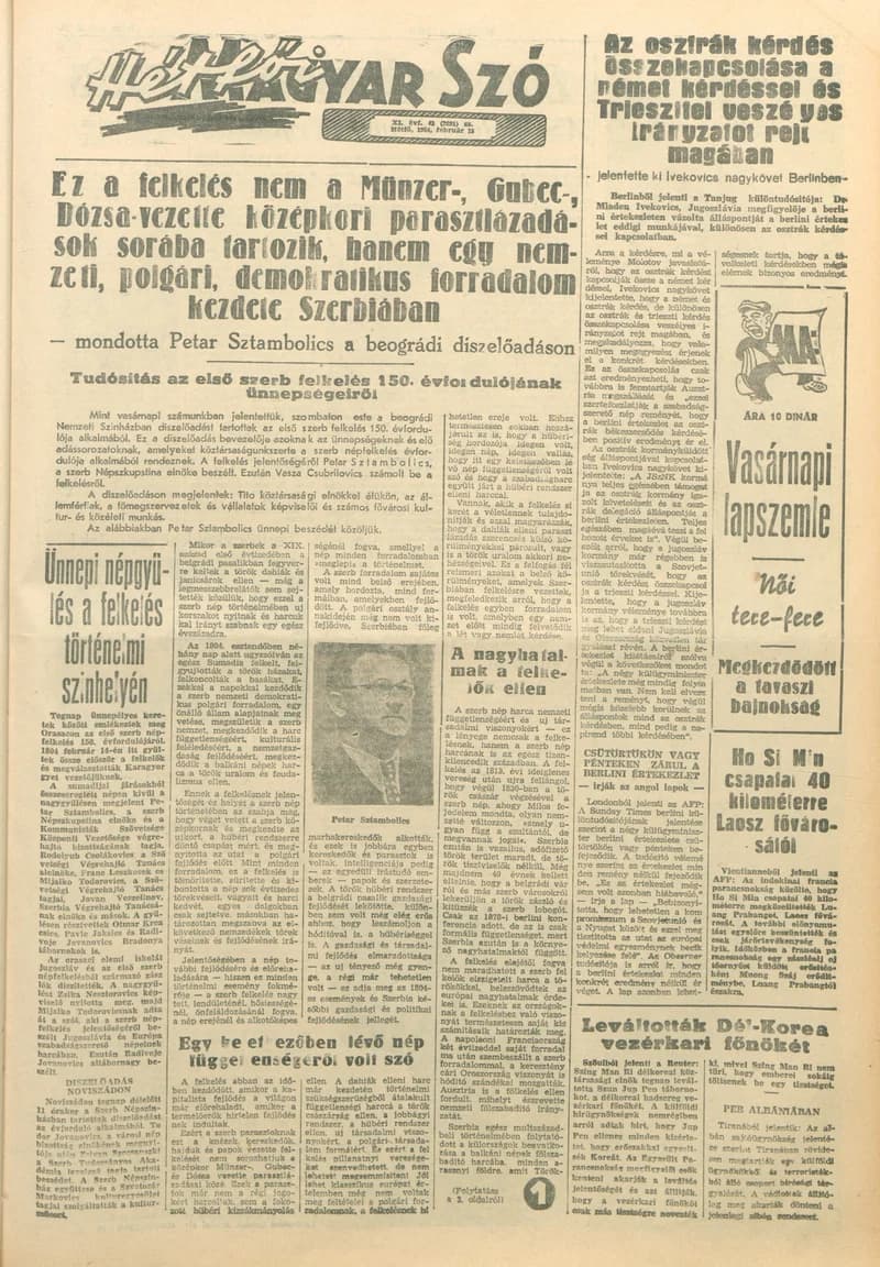Magyar Szó, 11. évf. 1954. február 15. 43. sz. 1–6. oldal