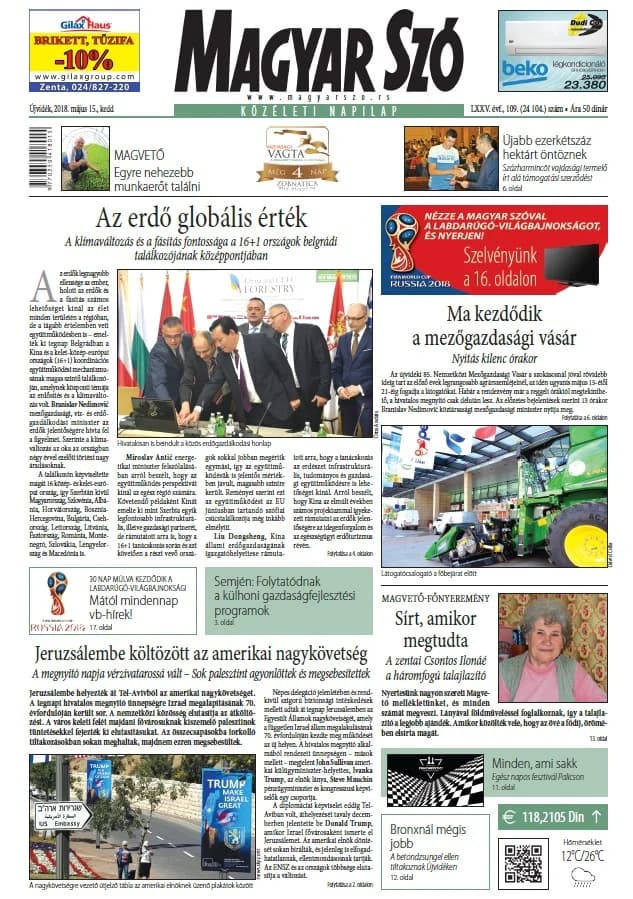 Magyar Szó, 75. évf. 2018. május 15. 109. sz. 1–20. oldal