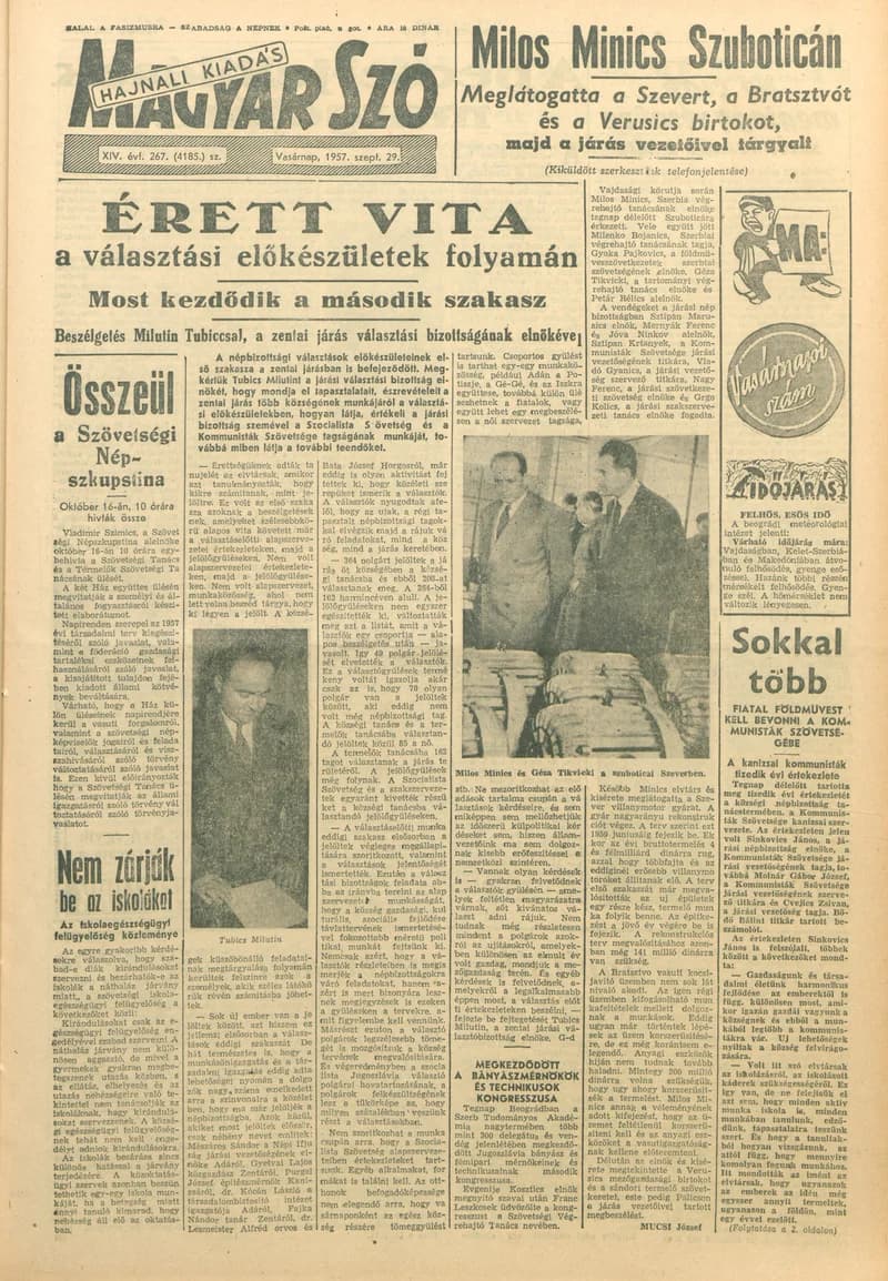 Magyar Szó, 14. évf. 1957. szeptember 29. 267. sz. 1–18. oldal
