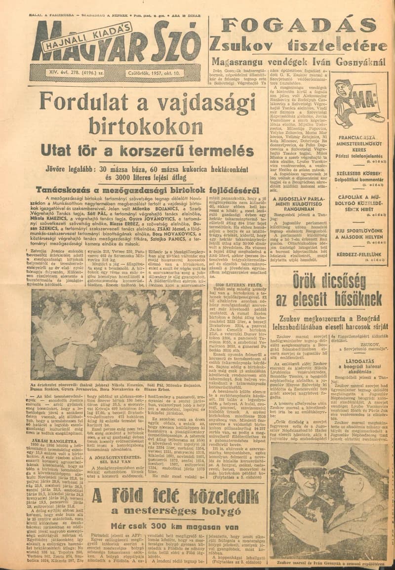 Magyar Szó, 14. évf. 1957. október 10. 278. sz. 1–12. oldal