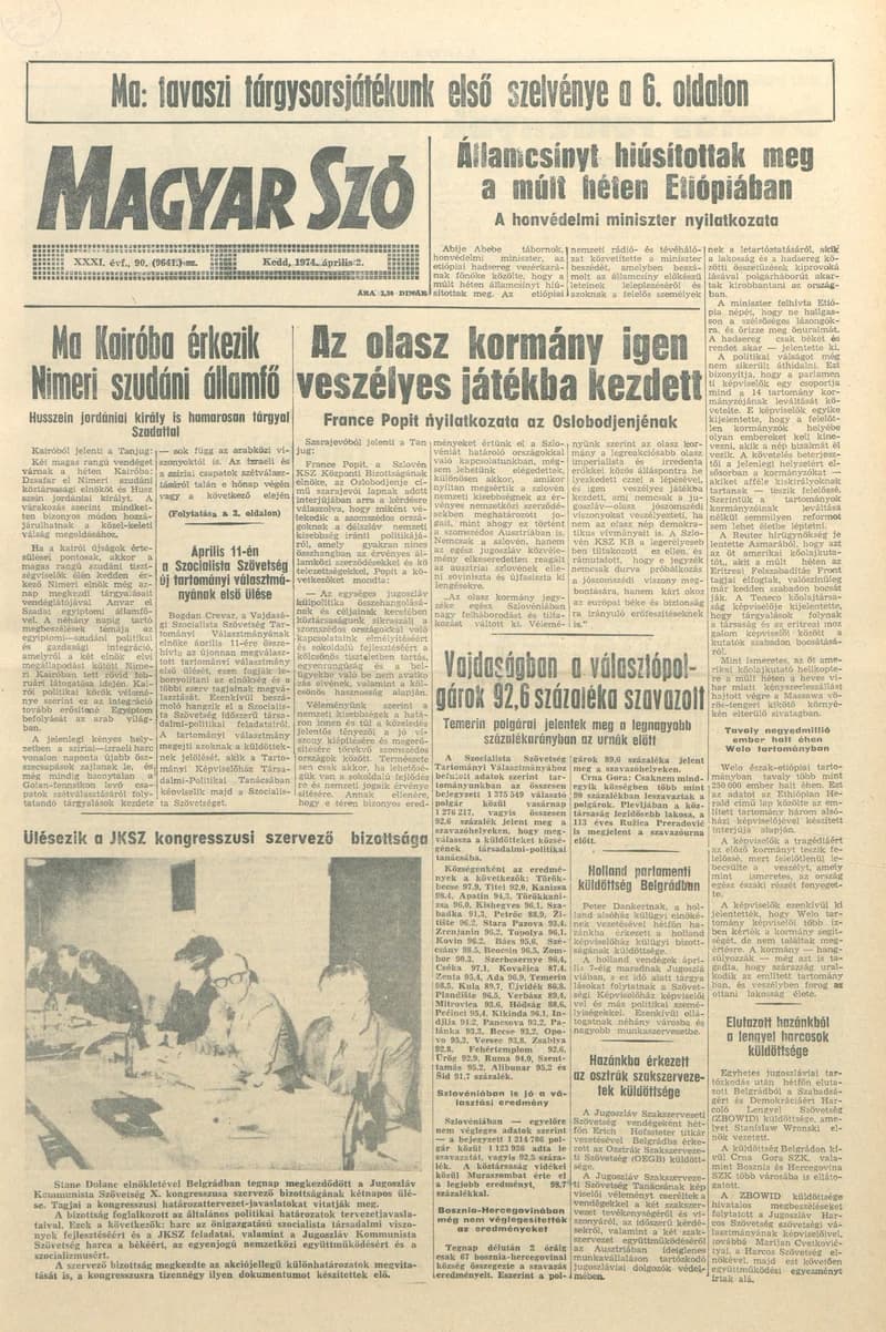 Magyar Szó, 31. évf. 1974. április 2. 90. sz. 1–20. oldal