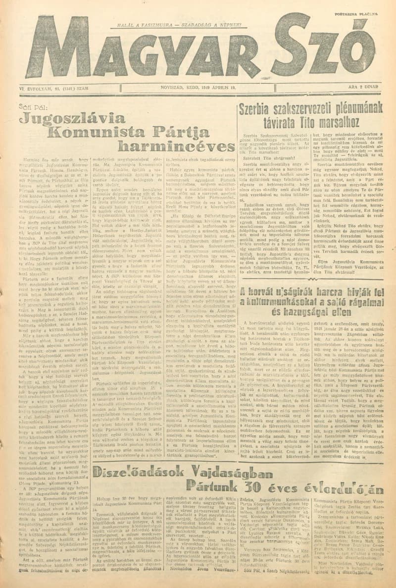 Magyar Szó, 6. évf. 1949. április 19. 93. sz. 1–4. oldal