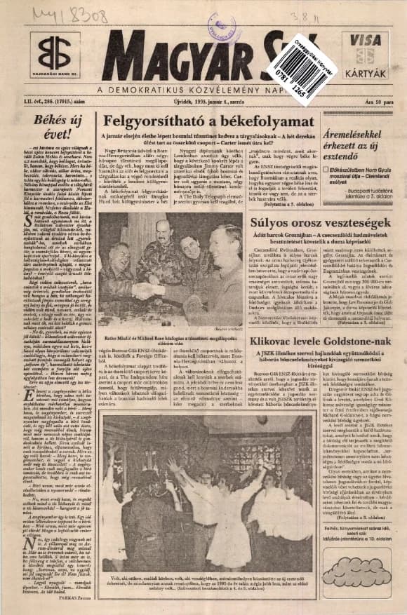 Magyar Szó, 52. évf. 1995. január 4. 1. sz. 1–16. oldal