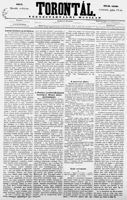 Torontál, 2. évf. 1873. július 17. 29. sz.