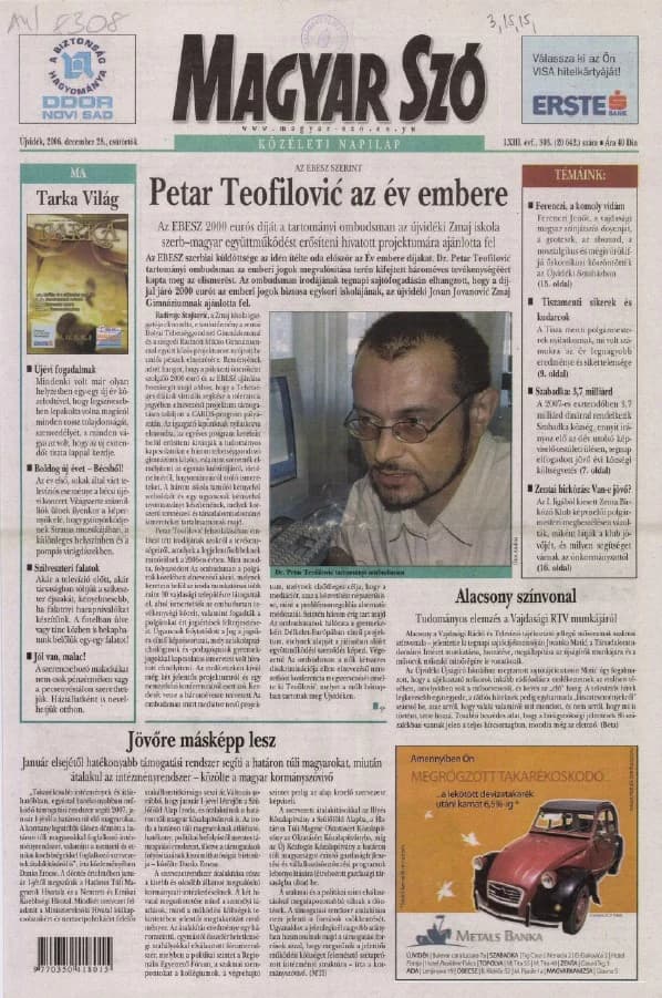 Magyar Szó, 63. évf. 2006. december 28. 303. sz. 1–20. oldal