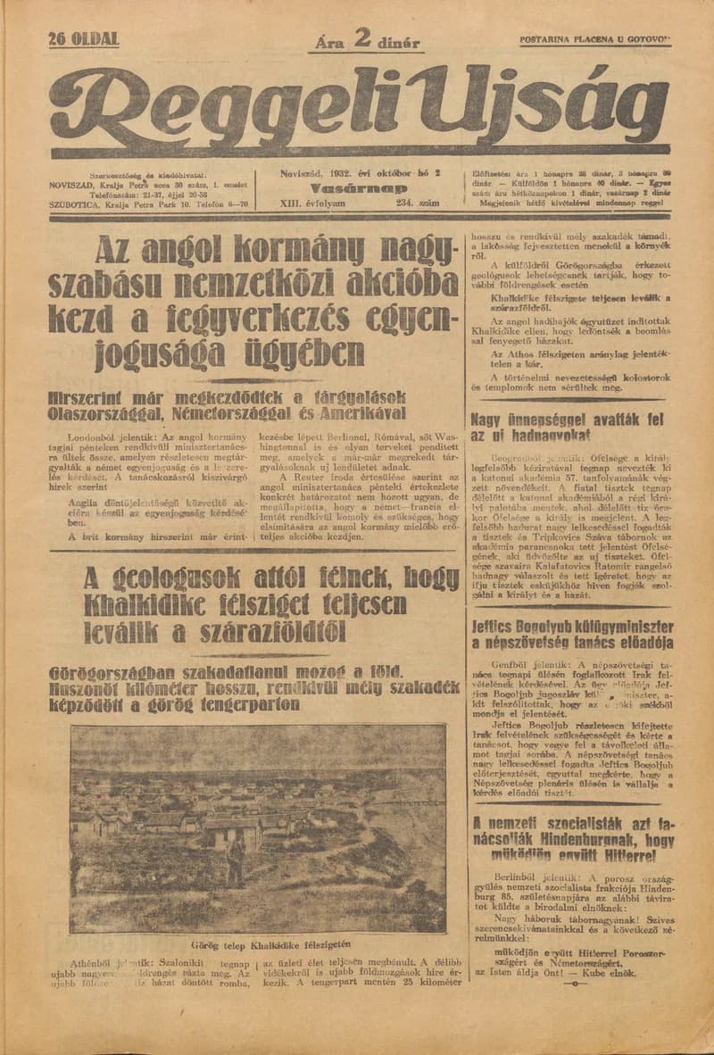Reggeli Újság, 13. évf. 1932. október 2. 234. sz.