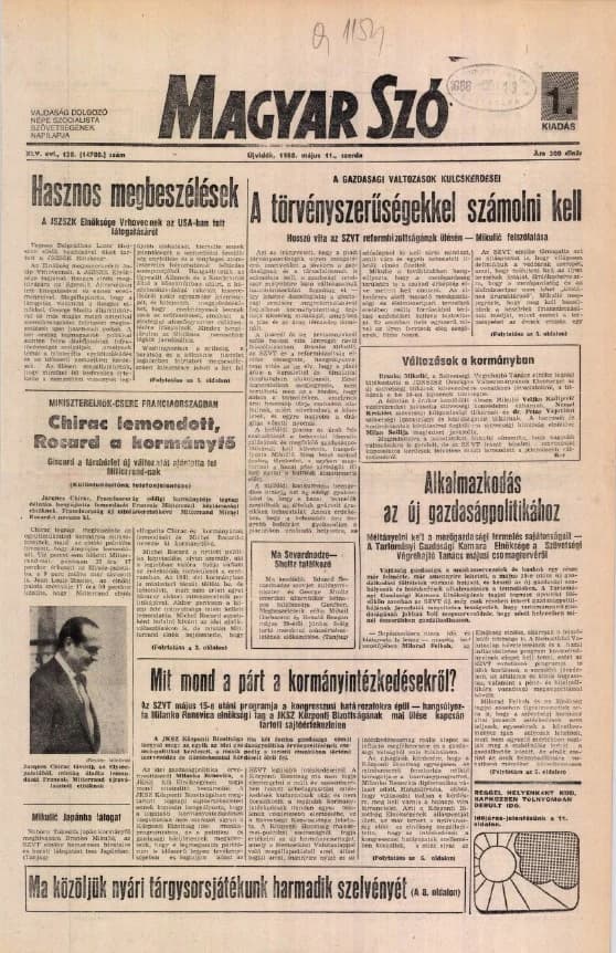 Magyar Szó, 45. évf. 1988. május 11. 128. sz. 1–20. oldal