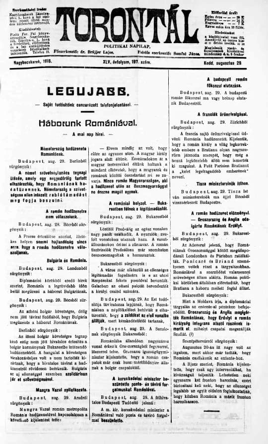 Torontál, 45. évf. 1916. augusztus 29. 197. sz.