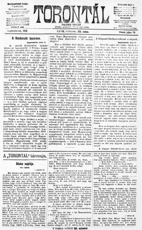Torontál, 27. évf. 1898. július 29. 171. sz.