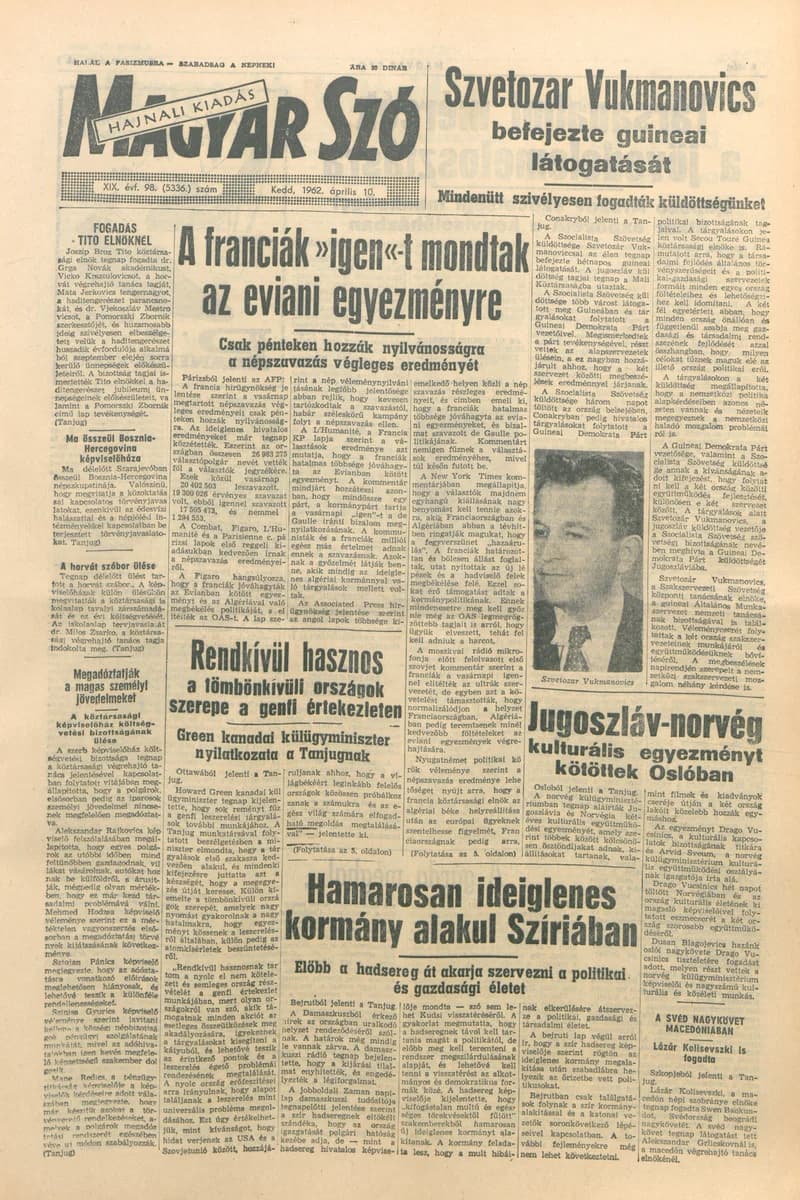 Magyar Szó, 19. évf. 1962. április 10. 98. sz. 1–16. oldal