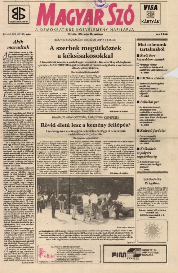 Magyar Szó, 52. évf. 1995. május 28. 122. sz. 1–24. oldal