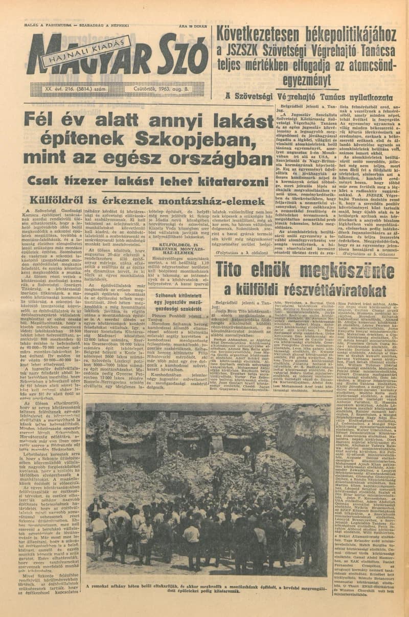 Magyar Szó, 20. évf. 1963. augusztus 8. 216. sz. 1–14. oldal