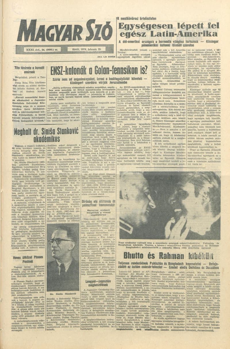 Magyar Szó, 31. évf. 1974. február 25. 54. sz. 1–8. oldal