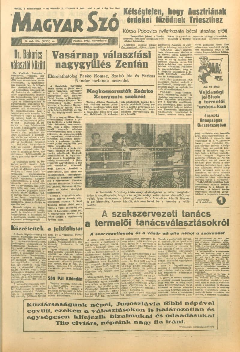 Magyar Szó, 10. évf. 1953. november 6. 306. sz. 1–10. oldal