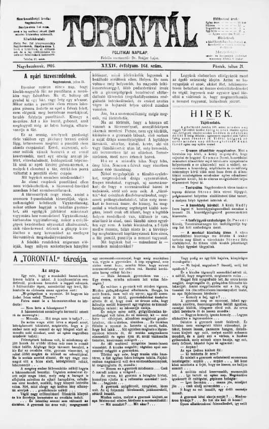 Torontál, 34. évf. 1905. július 21. 164. sz.
