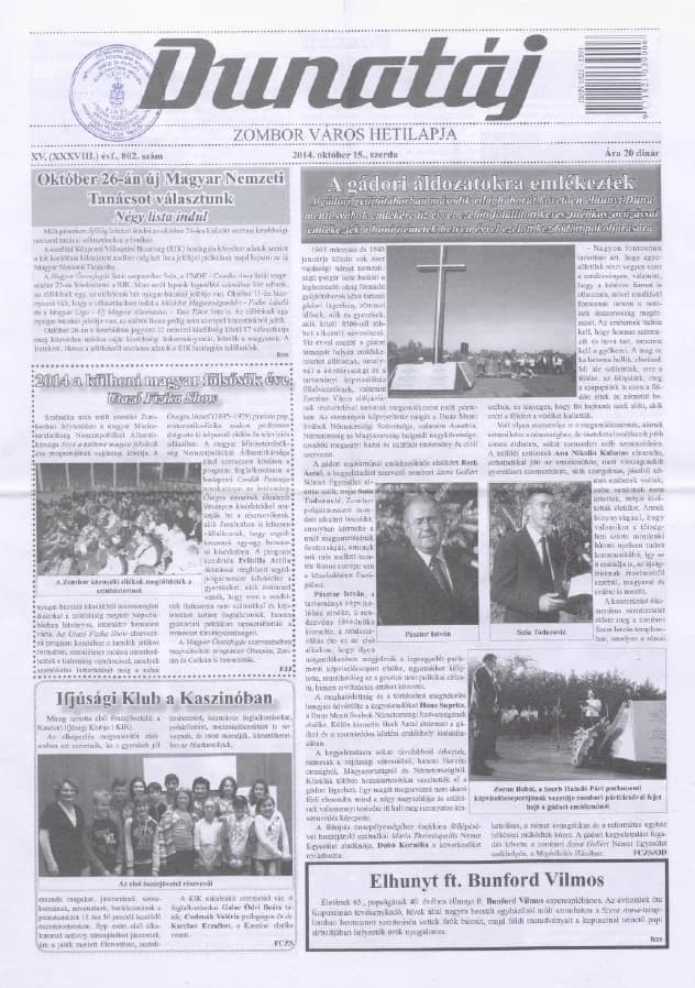 Dunatáj, 16. évf. 2014. október 15. 802. sz.