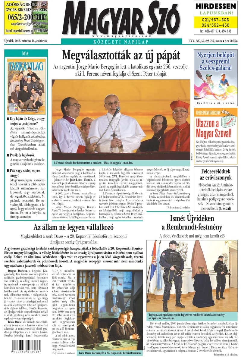 Magyar Szó, 70. évf. 2013. március 14. 59. sz. 1–20. oldal