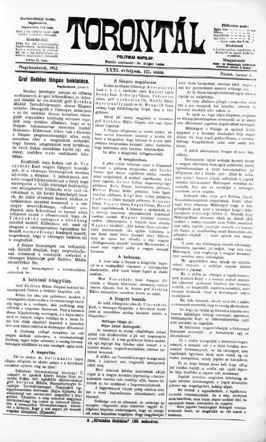 Torontál, 31. évf. 1902. június 6. 127. sz.