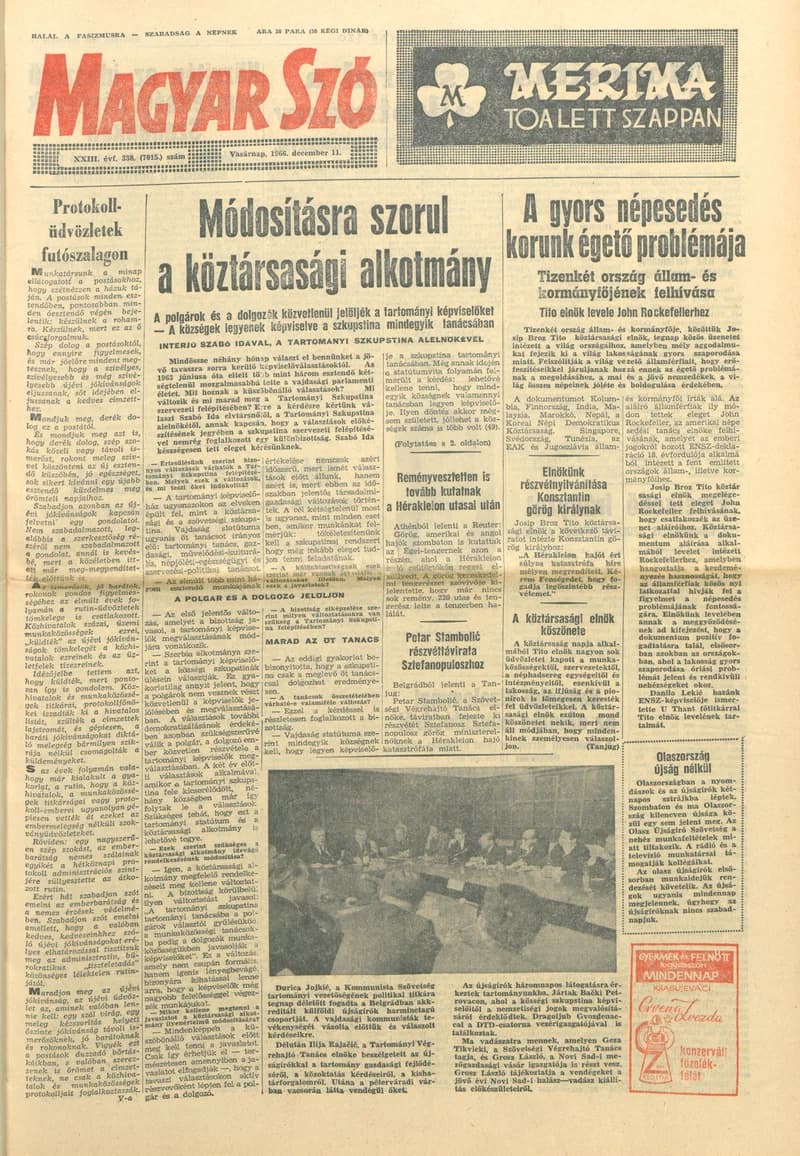 Magyar Szó, 23. évf. 1966. december 11. 338. sz.