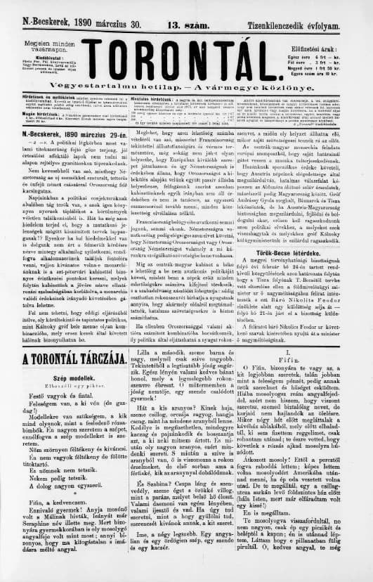 Torontál, 19. évf. 1890. március 30. 13. sz.
